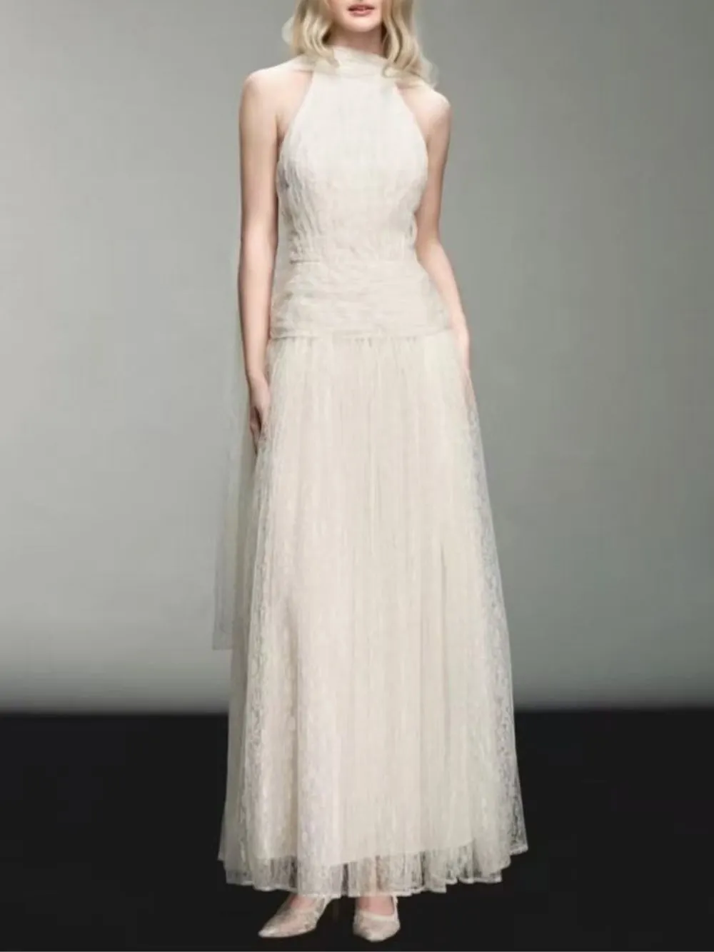 89a545e3a41a3976527b7810d74fbfd6 Mabli Halter Mesh Maxi Dress