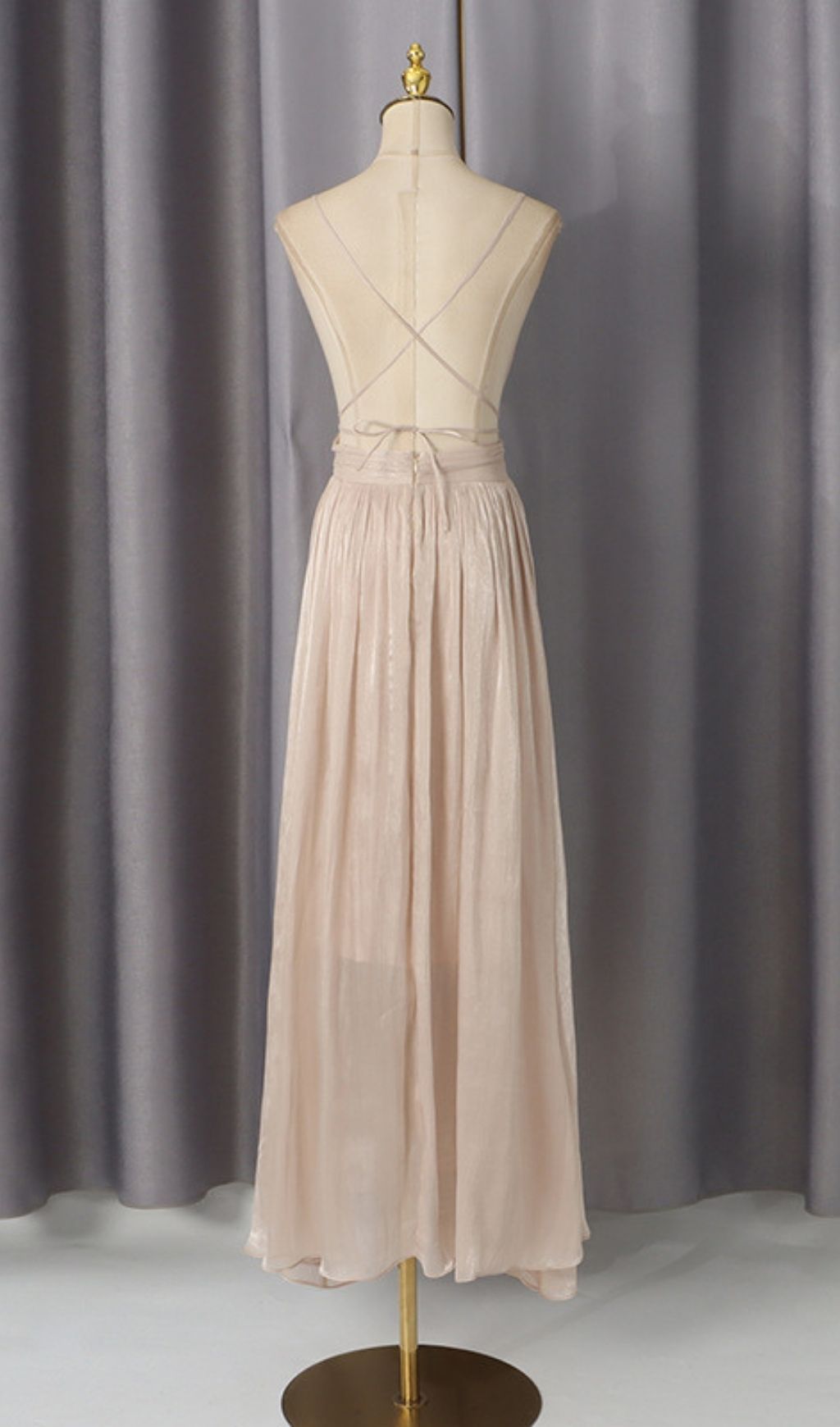 Fashionslee Women Madina Apricot Backless Maxi Dress