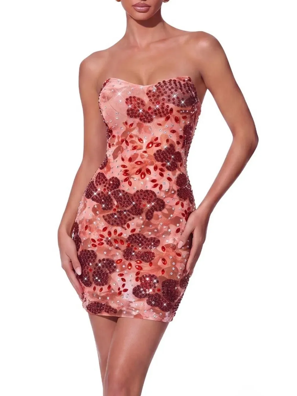 Nyvara Strapless Crystal Mini Dress - OWNCI