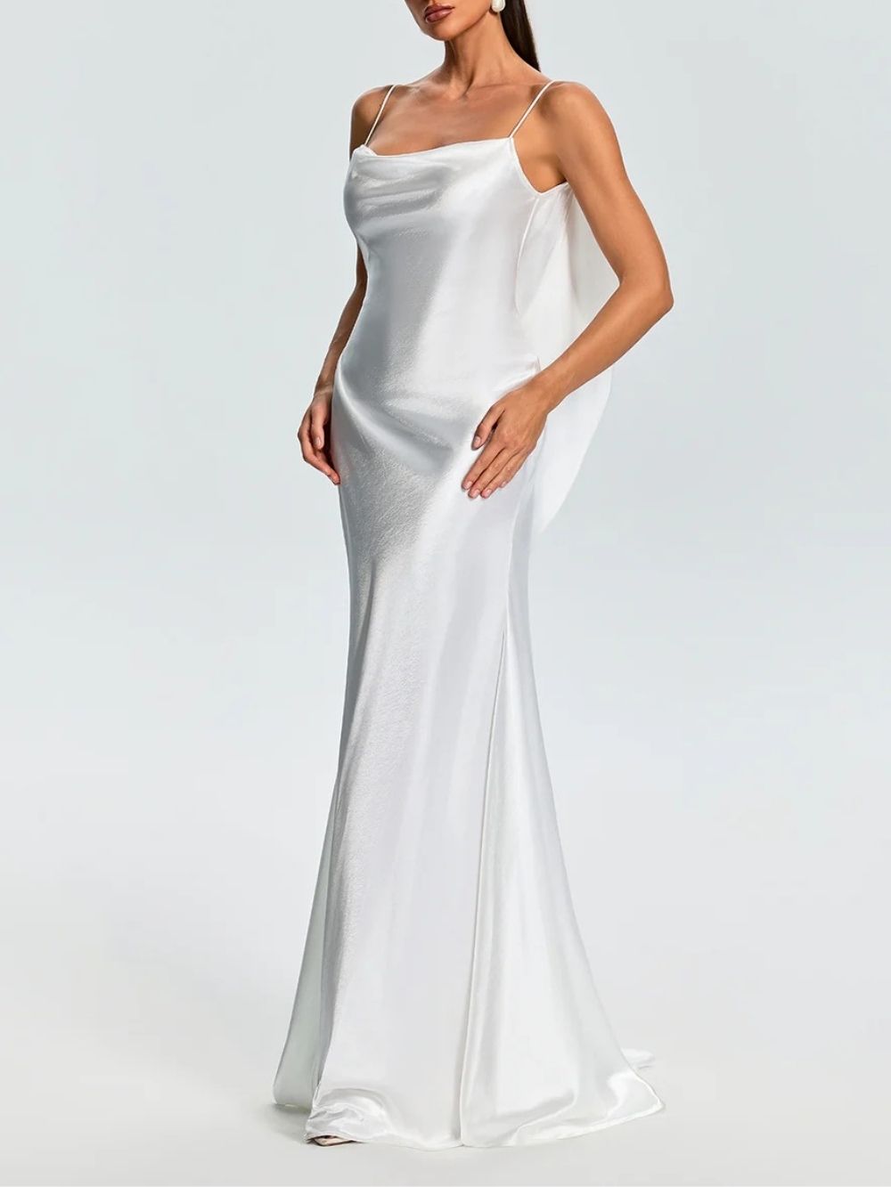 8a742ba44652d3c302b7a4b5efc419c1 Farica Backless Satin Maxi Dress