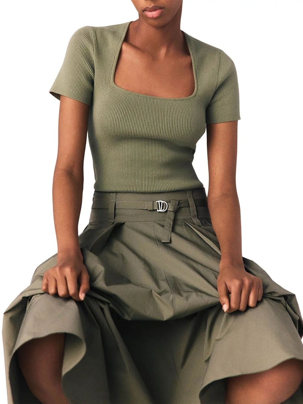 Miyo Ribbed Square Neck Sweater - OWNCI