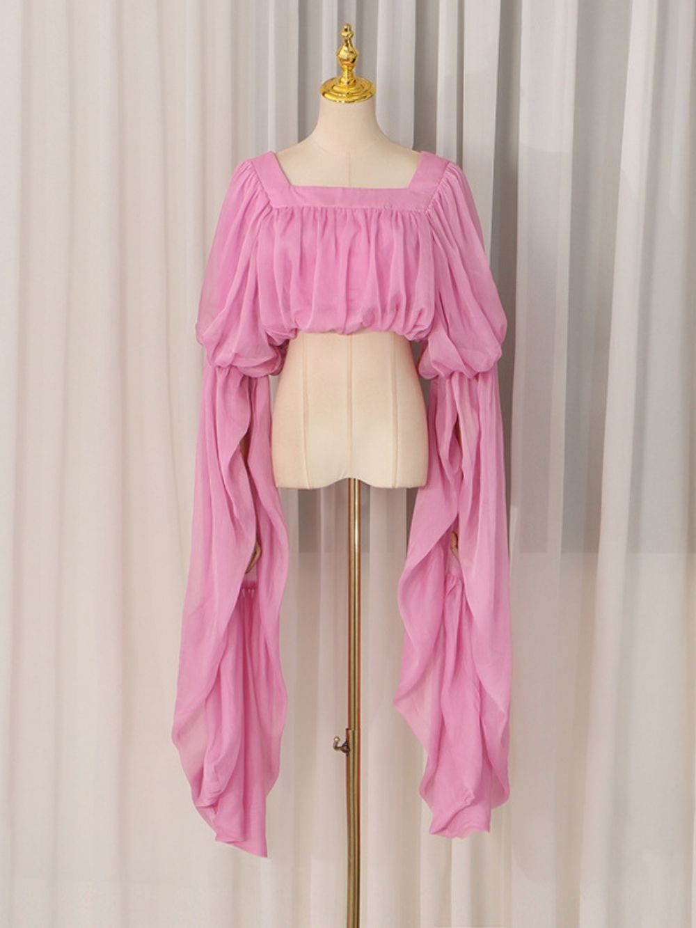 Jorvik Cape Sleeve Crop Top In Pink - OWNCI Jorvik Cape Sleeve Crop Top In Pink - OWNCI