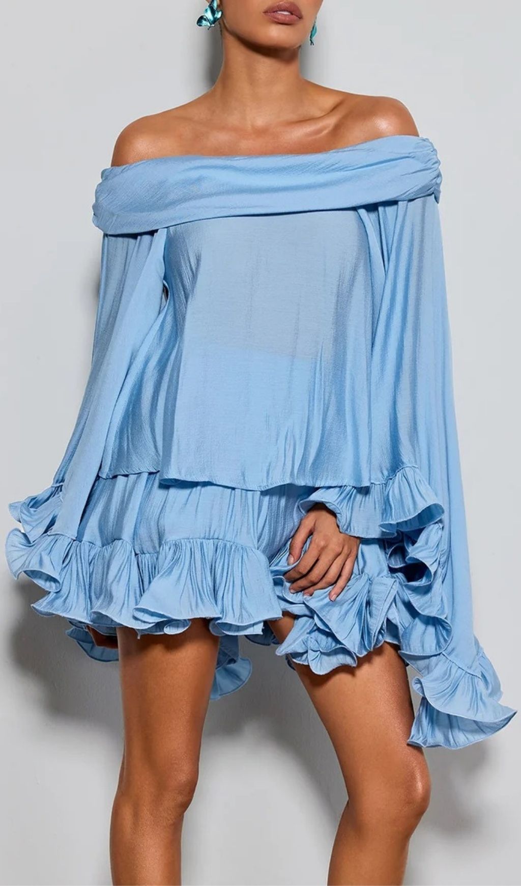 Fashionslee Women Etty Off Shoulder Ruffle Skirts Set