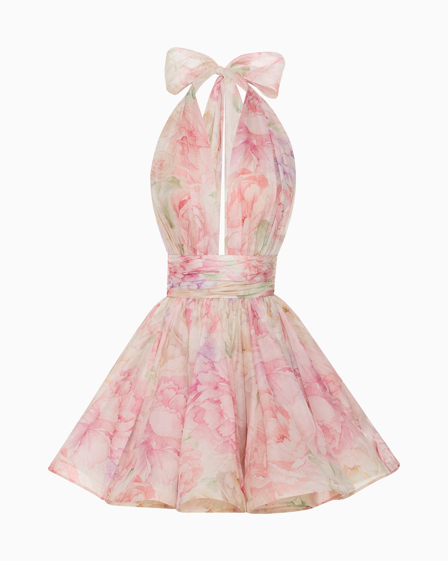 Murray Floral Print Halter Backless Mini Dress – Pink - OWNCI