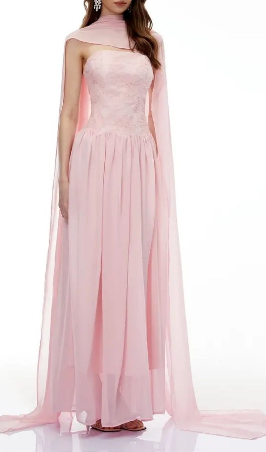 8bc45fb4bb6dc4e3f4bd5dd48cbcf63e Rebecca Pink Floral Embroidered Pleated Maxi Dress