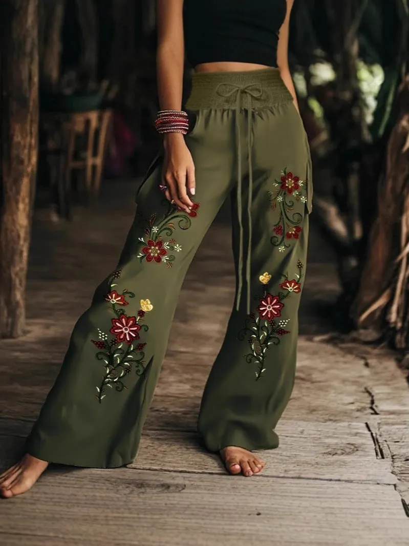 8beb92254e6056e46a8851939c3942e2 Women's Floral Print Casual Trousers