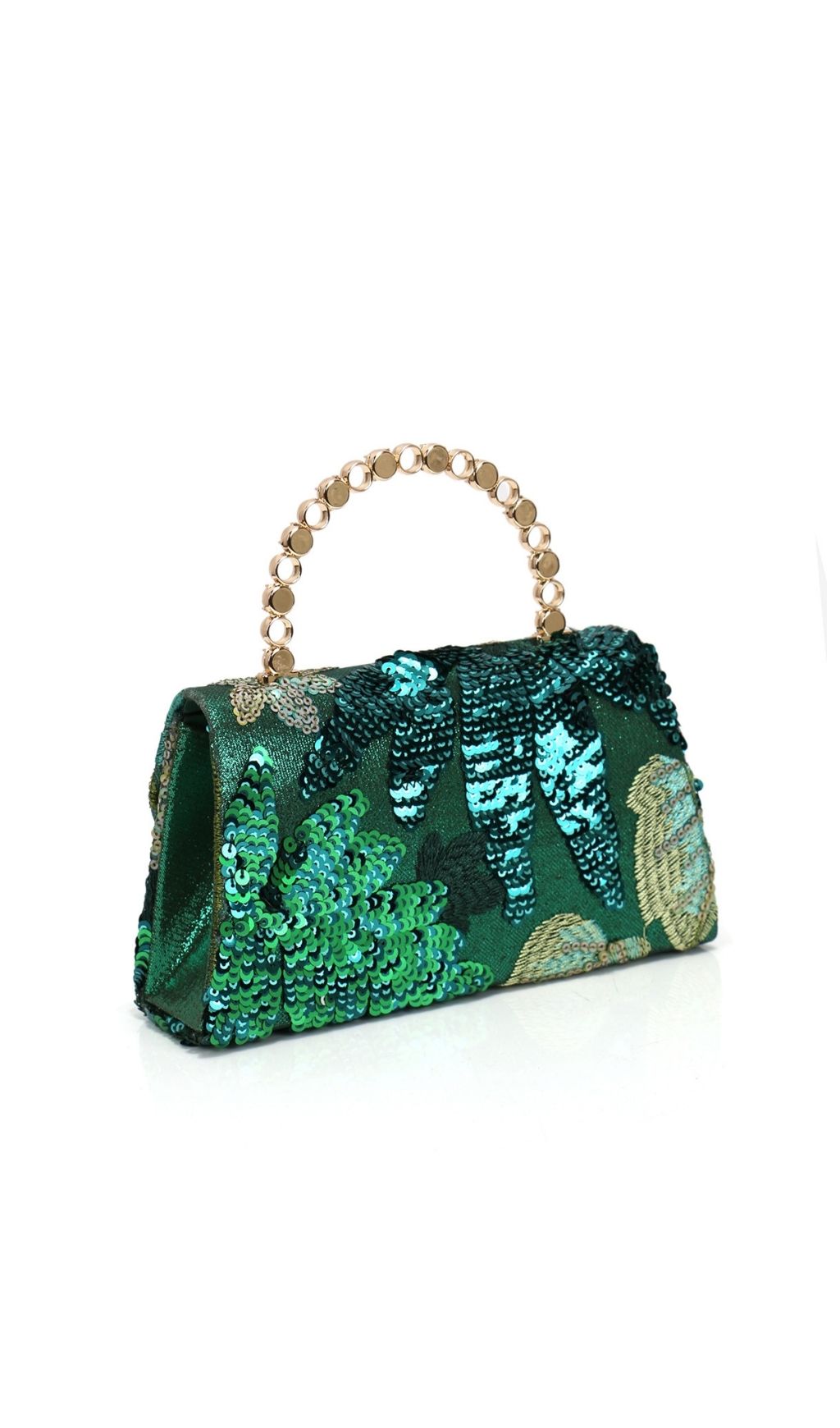 Green Floral Embroidery Sequin Evening Clutch Bag - green, embellished, floral clutch bag by OWNCI
