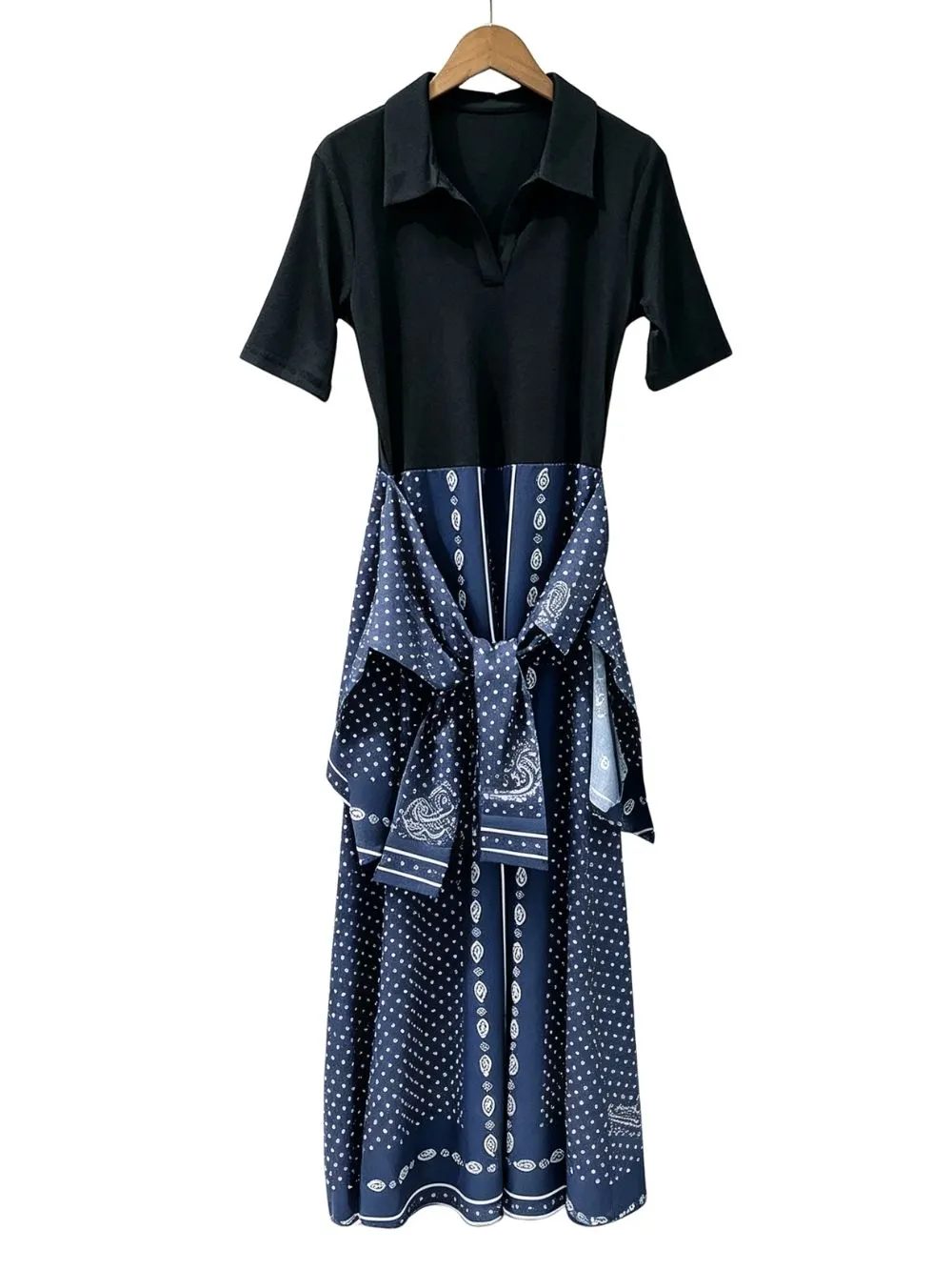 Patterned Mixed Media Dress - OWNCI Patterned Mixed Media Dress - OWNCI