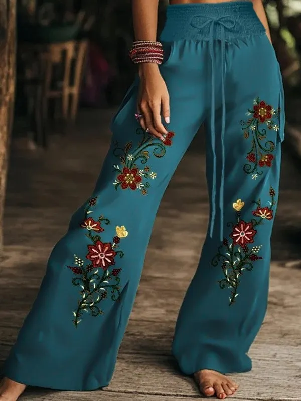 8cee48a39219abbd8eeedfaa8f8801c4 Women's Floral Print Casual Trousers