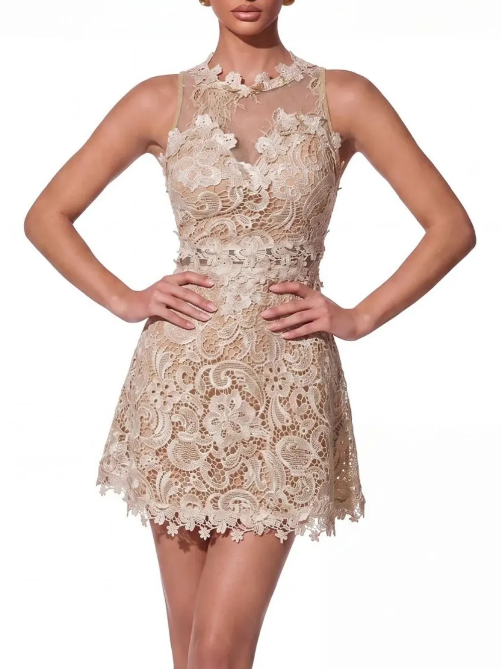 Jolie Sleeveless Lace Mini Dress