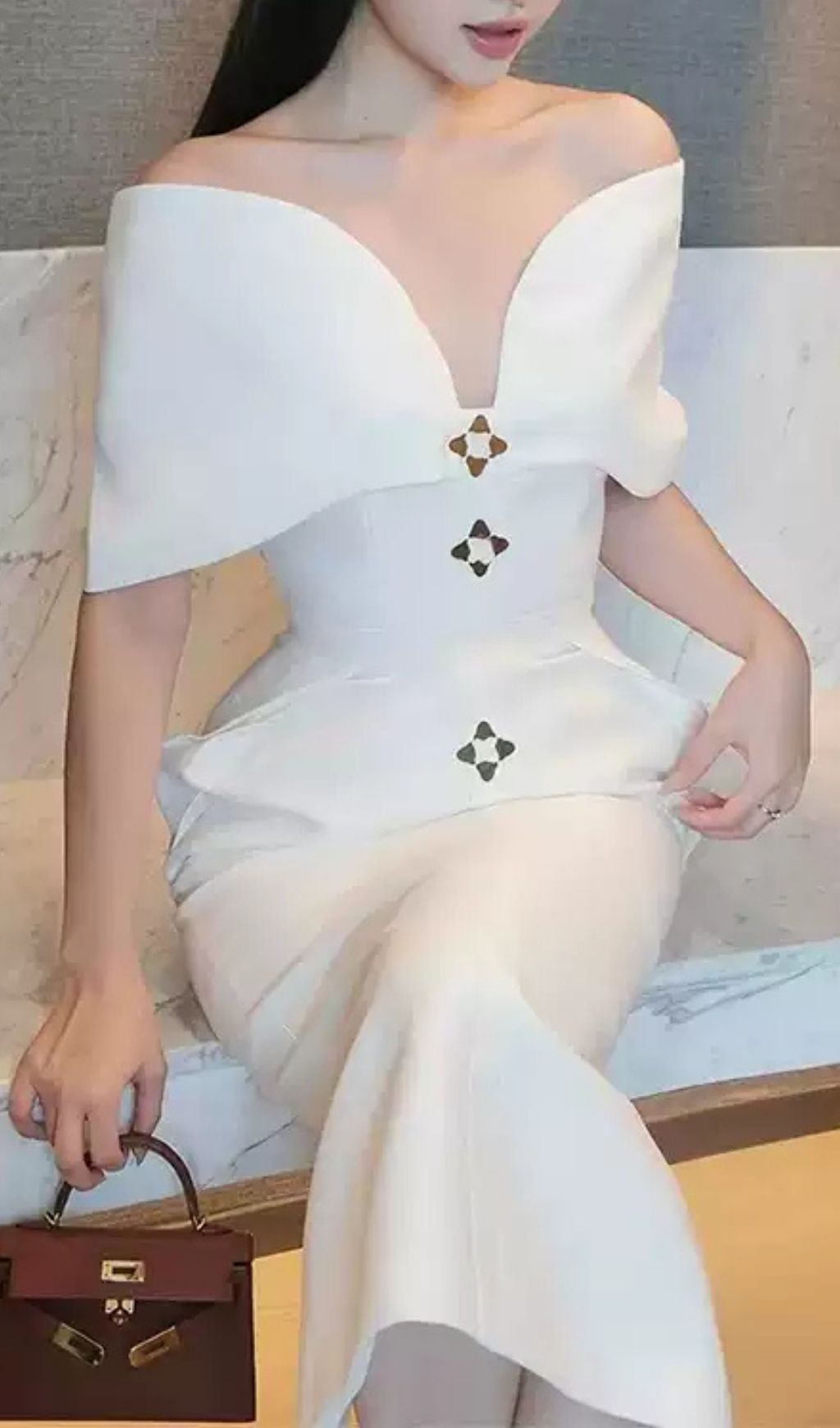 Fashionslee Women Liliya White Off-Shoulder Midi Dress
