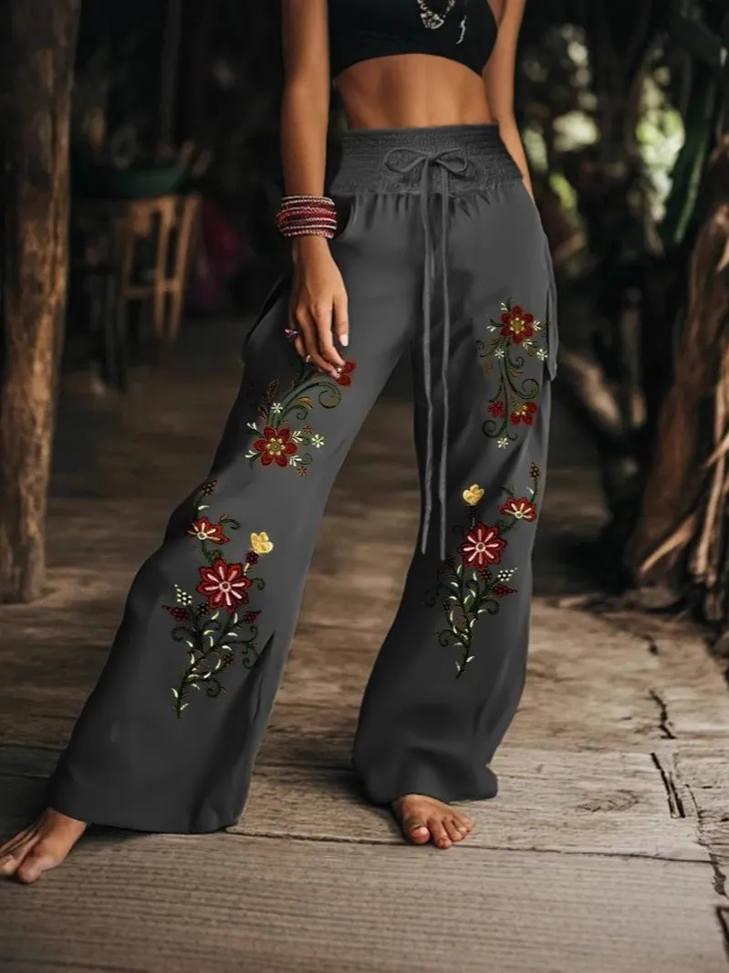 8d6436e0bd56bc7a0e98aad071b6534a Women's Floral Print Casual Trousers