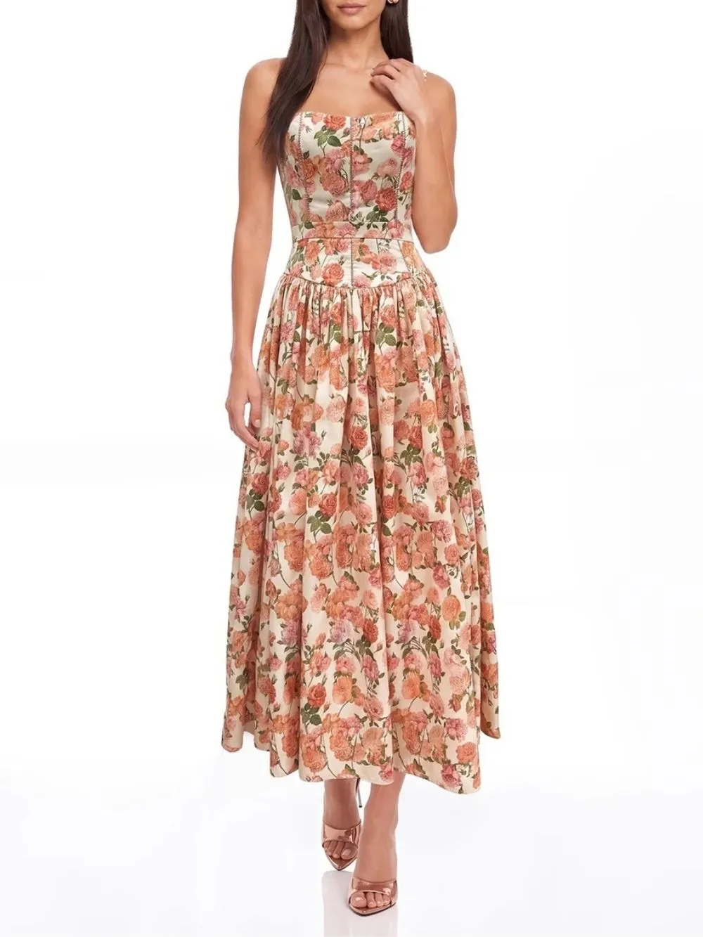 Gaia Spaghetti Floral Midi Dress - OWNCI Gaia Spaghetti Floral Midi Dress - OWNCI