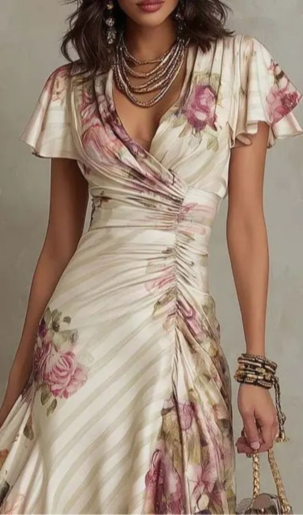 8e9f7c90c921c77f673ab7f6ed11c482.jpg Fashionslee Women Elegant Vintage Floral Satin Midi Dress