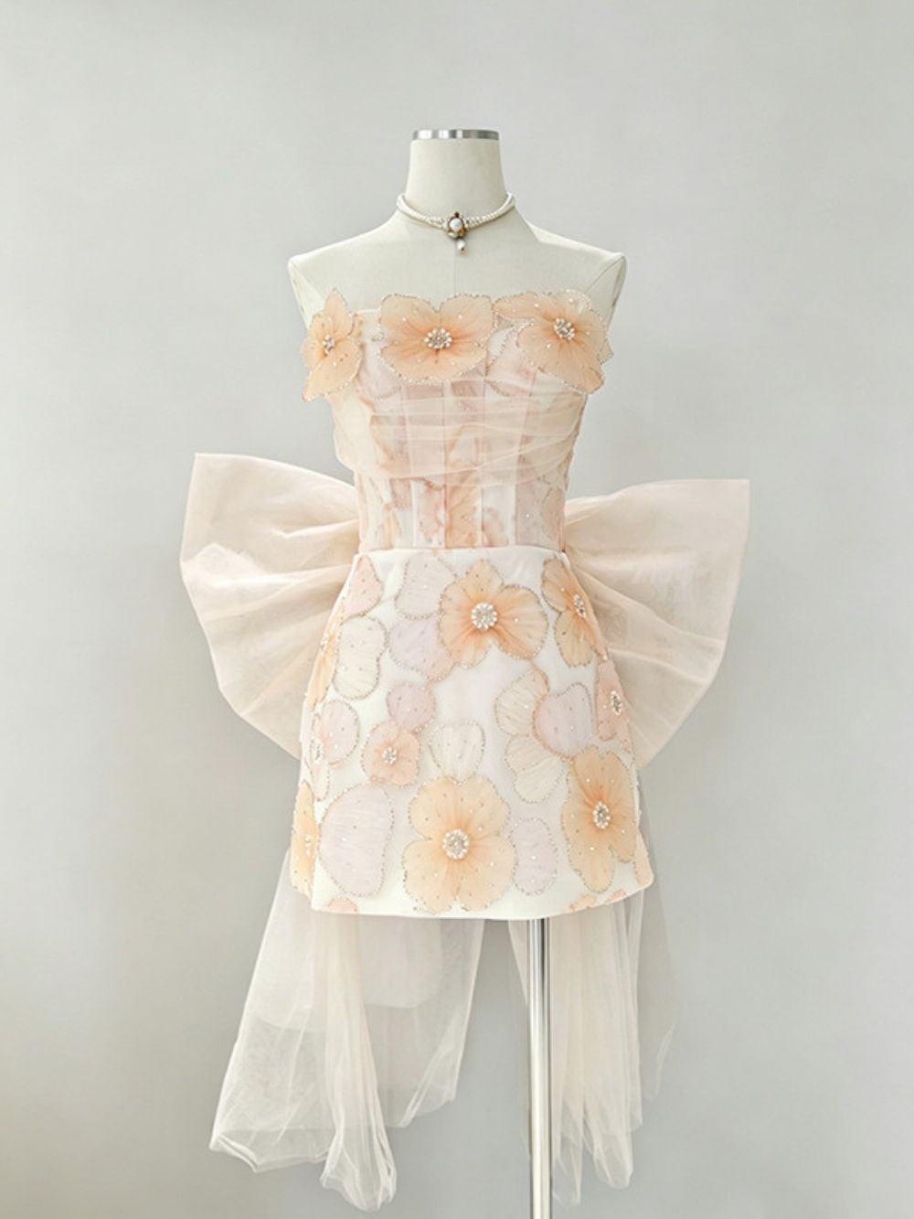 Maho Strapless Flower Bow Mini Dress - OWNCI Maho Strapless Flower Bow Mini Dress - OWNCI