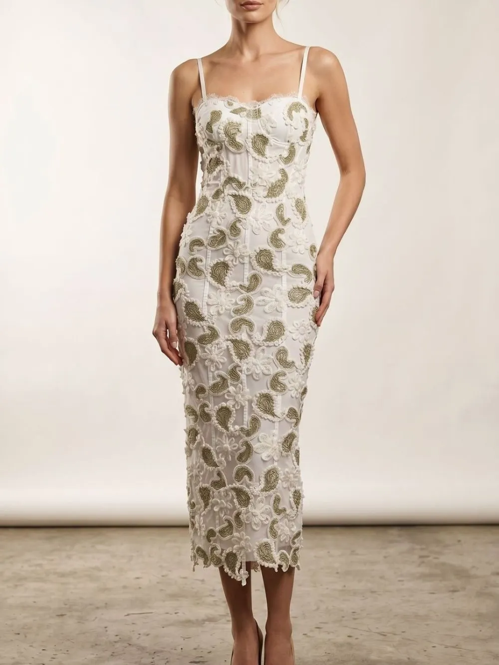 Maili Strappy Lace Midi Dress - OWNCI