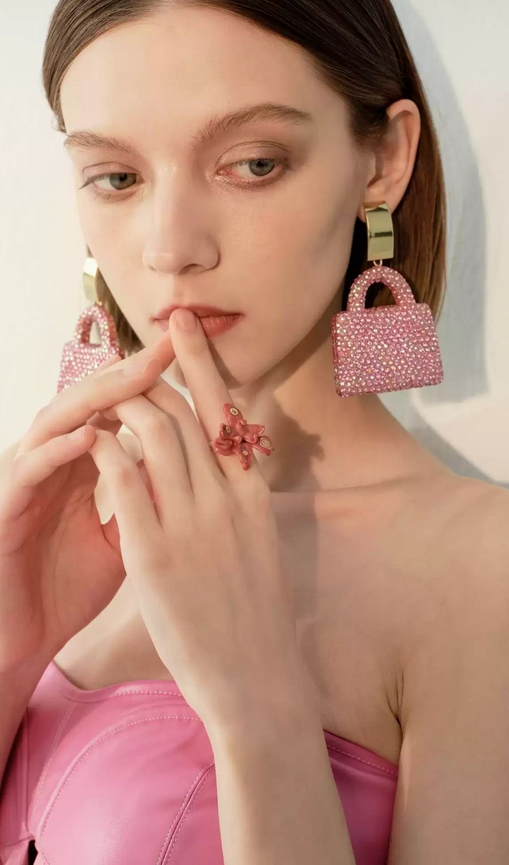 Leimomi Pink Diamante Earrings - OWNCI Leimomi Pink Diamante Earrings - OWNCI