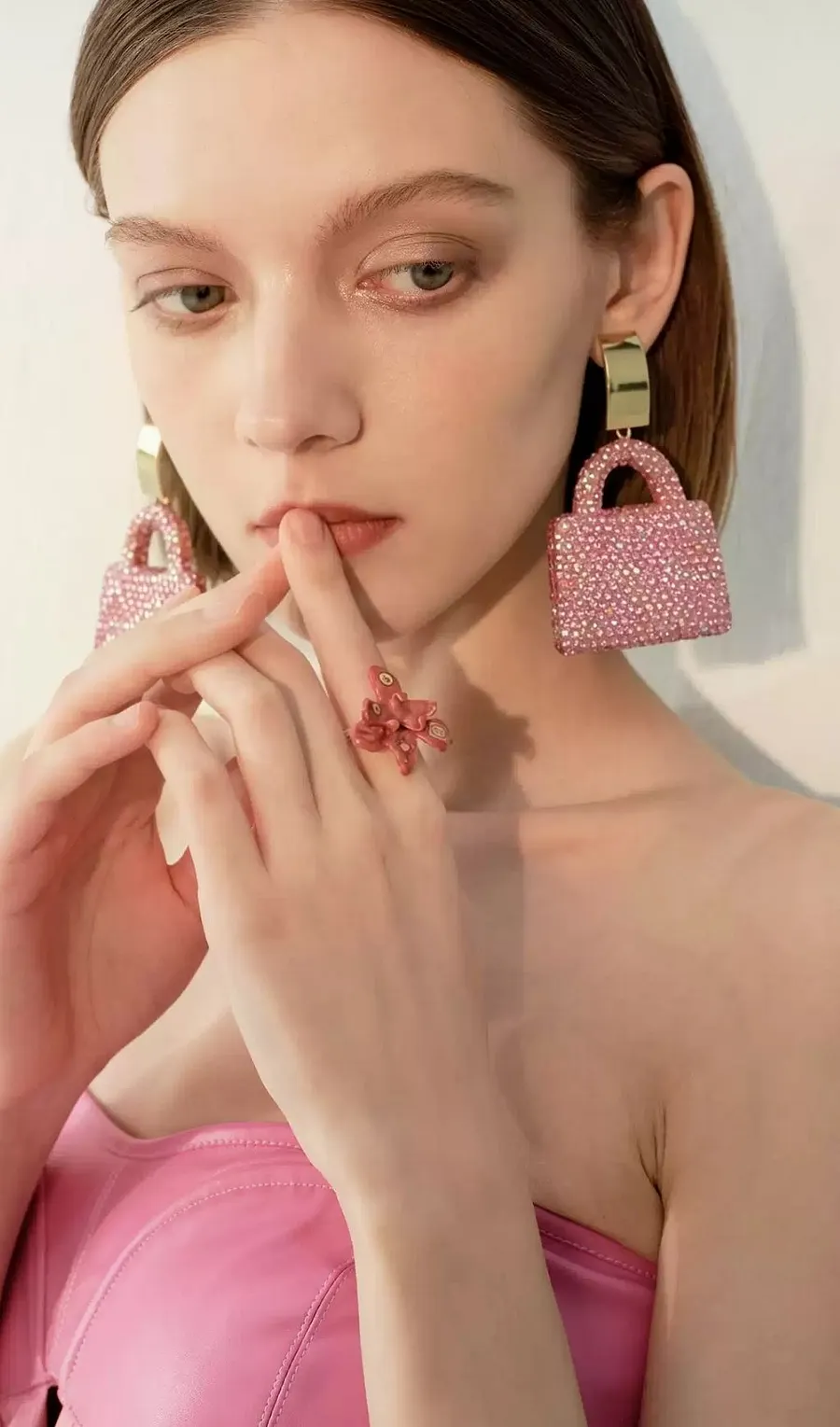 Leimomi Pink Diamante Earrings - OWNCI