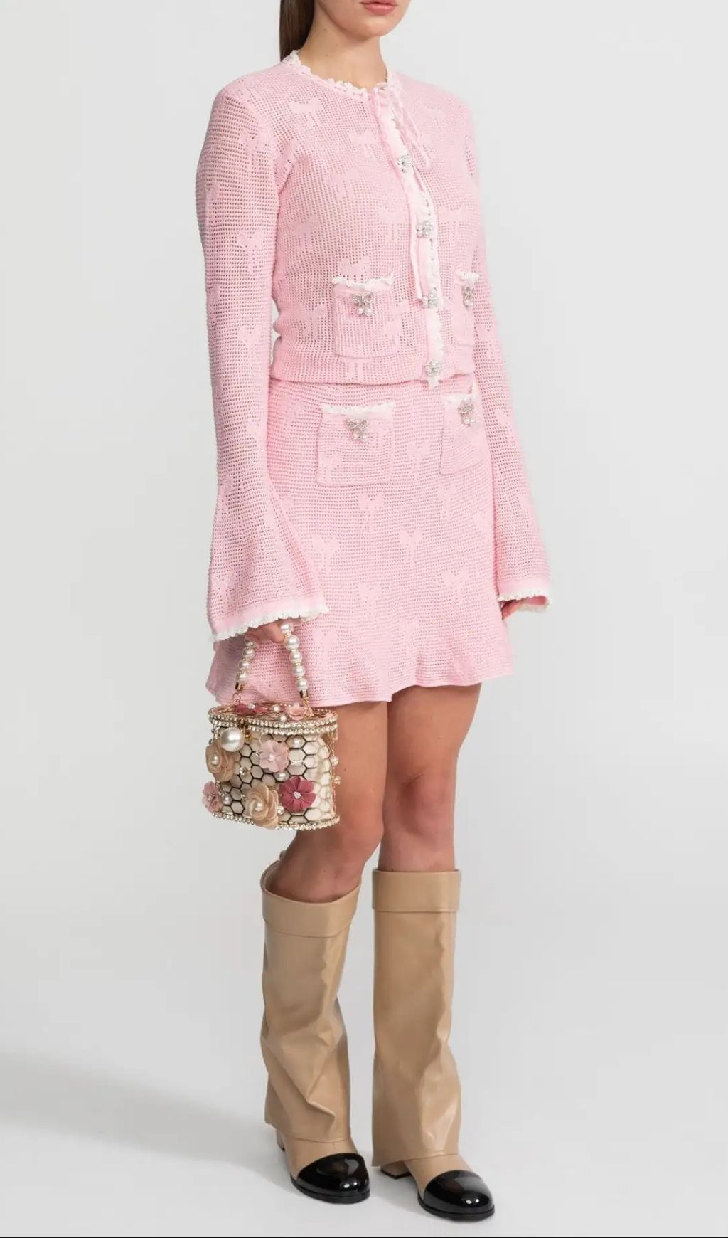 8f91ccc8b2cbdb4d023c01471ec97a29 Joanna Knit Co-Ord Set With Pearl & Bow Detailing – Pink