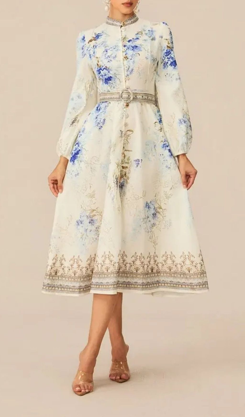 8fcc951a04c6df63b1ce56bbc7c70b4e White Floral Print Midi Dress