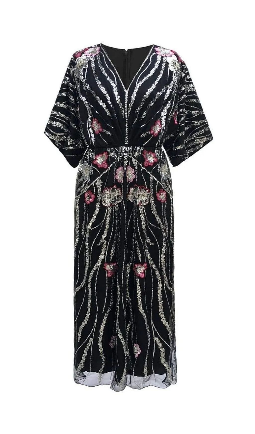 90526a606ba7596fcb1ea166d340b35a Doreen Floral Embroidered Sequins Maxi Dress - Black