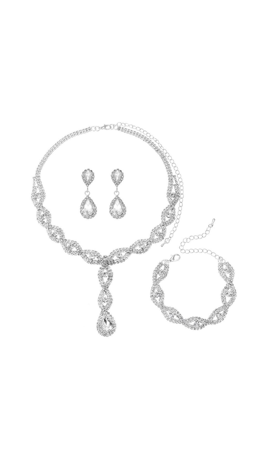 Fashionslee Women Oexelle Teardrop Crystal Necklace Set
