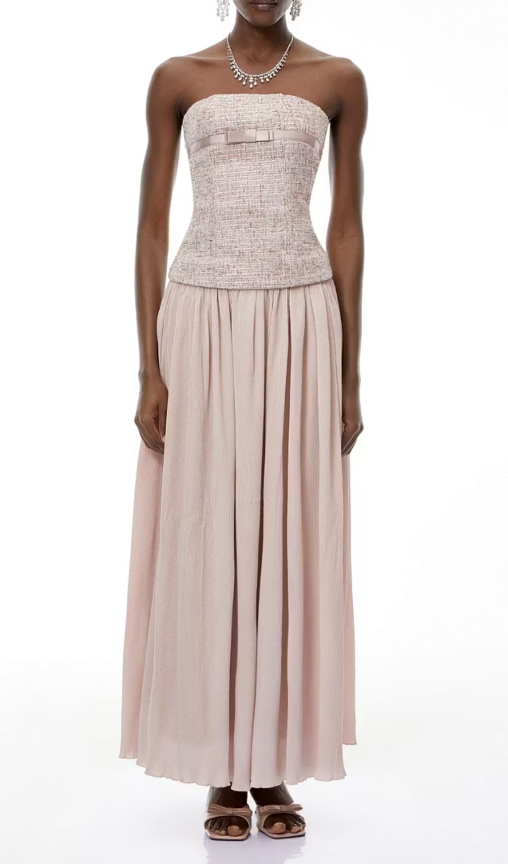 Yvonne Off Shoulder Ruched Maxi Dress In Pink