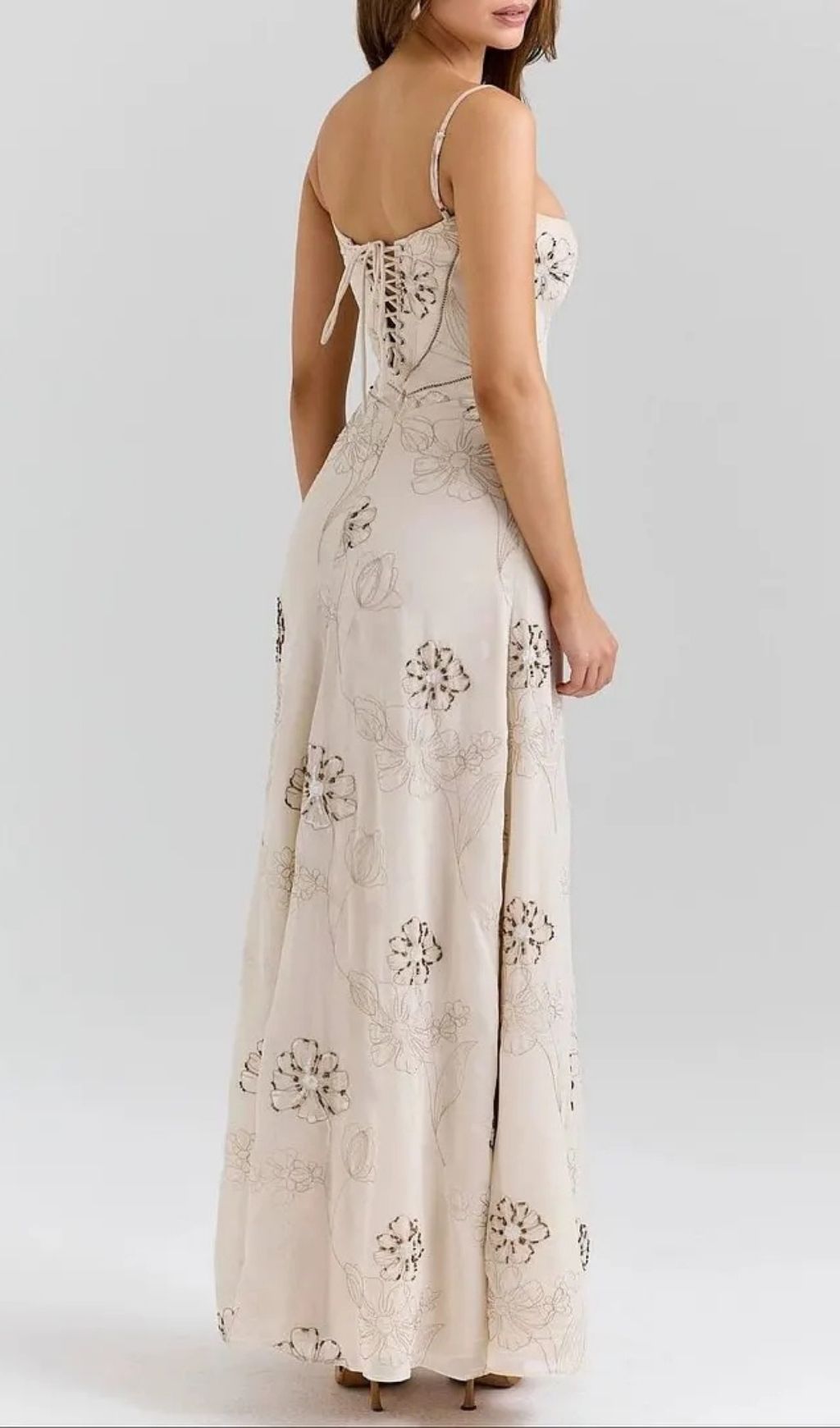 Fashionslee Women Vintage Embroidered Hollow Slip Maxi Dress - White