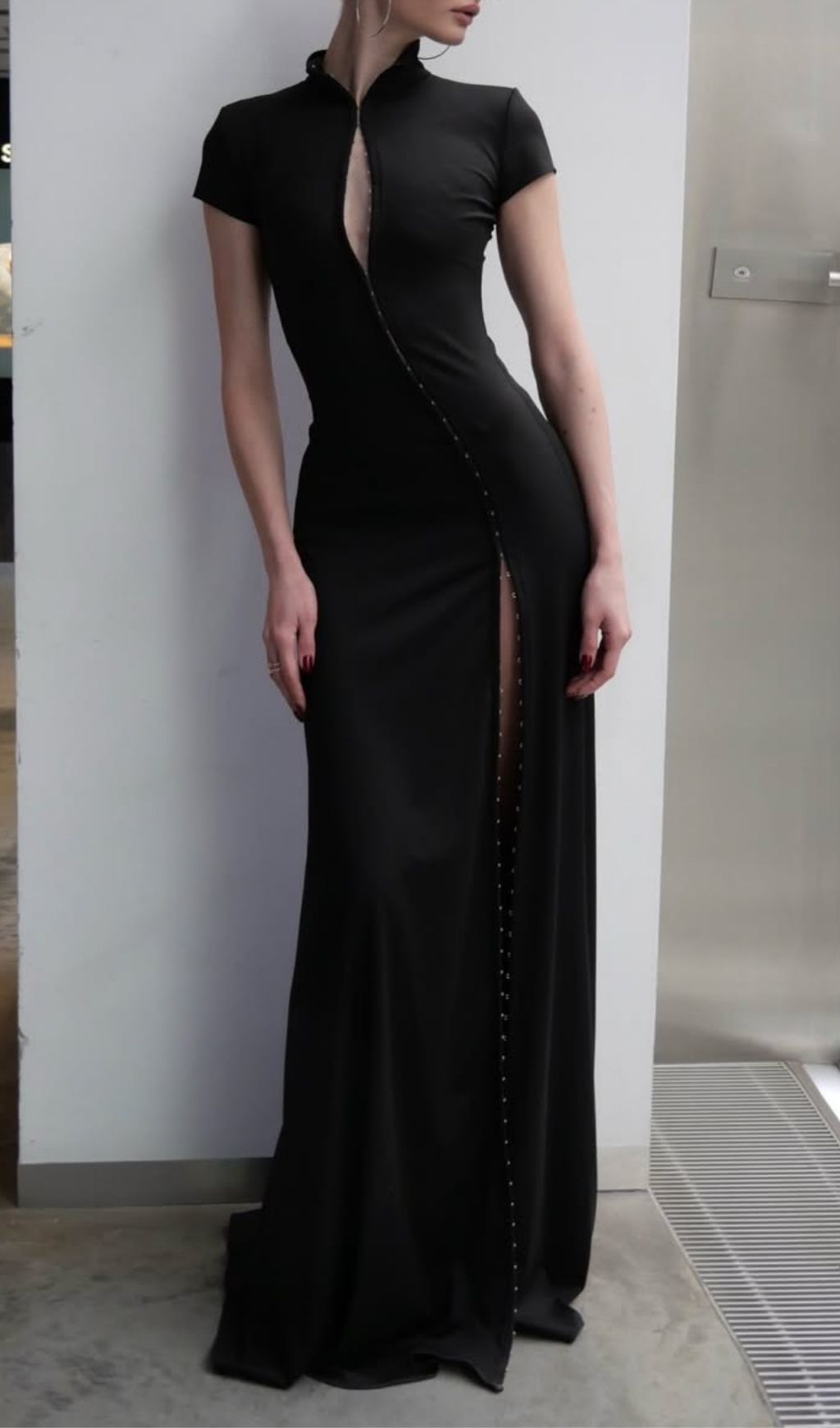 Laurel Black Maxi Dress, Short Sleeve Cocktail - black maxi dress by OWNCI