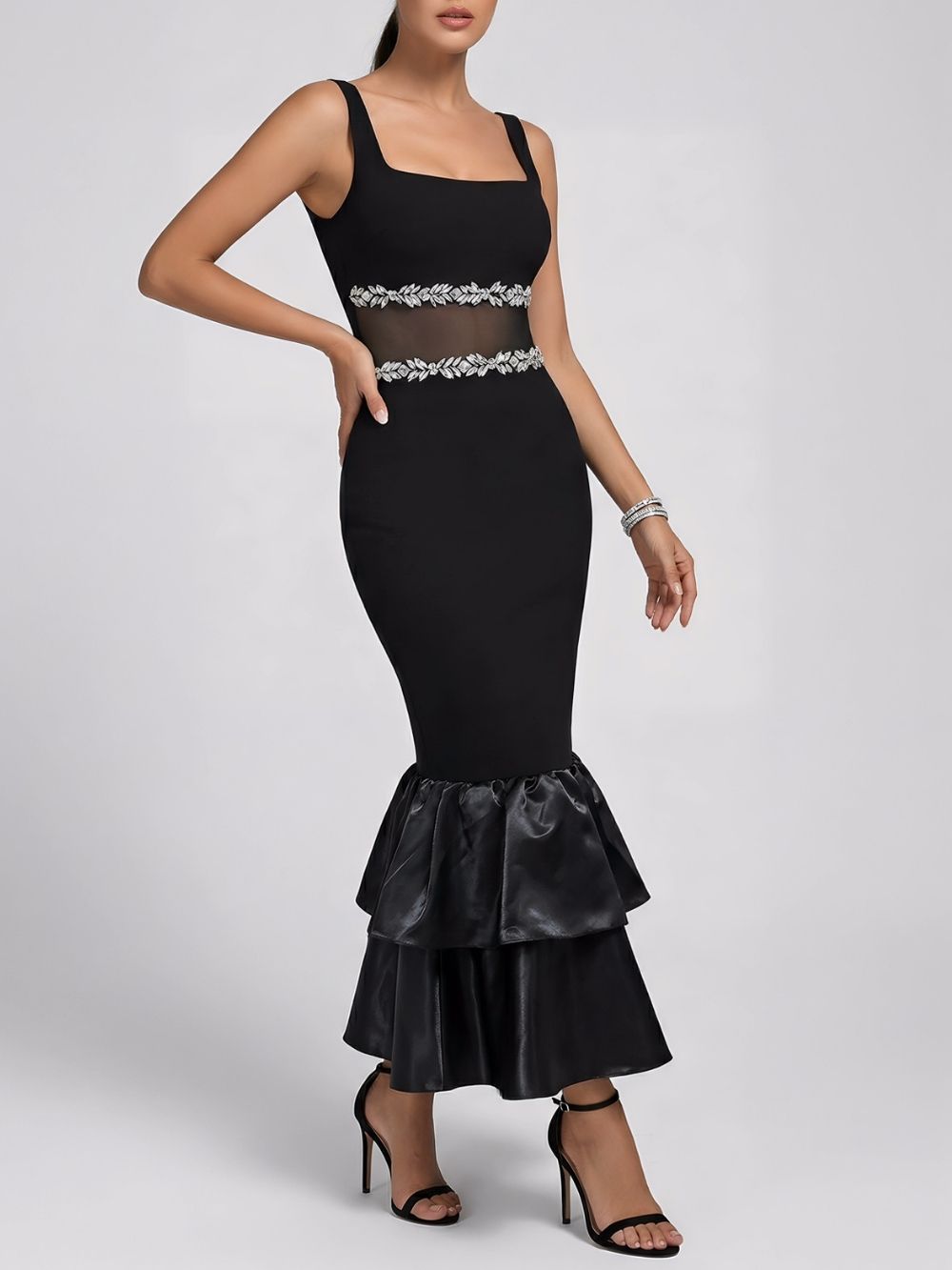 94abb8e4f48c58a88829e6e1214b110b Majella Black Diamante Bandage Maxi Dress
