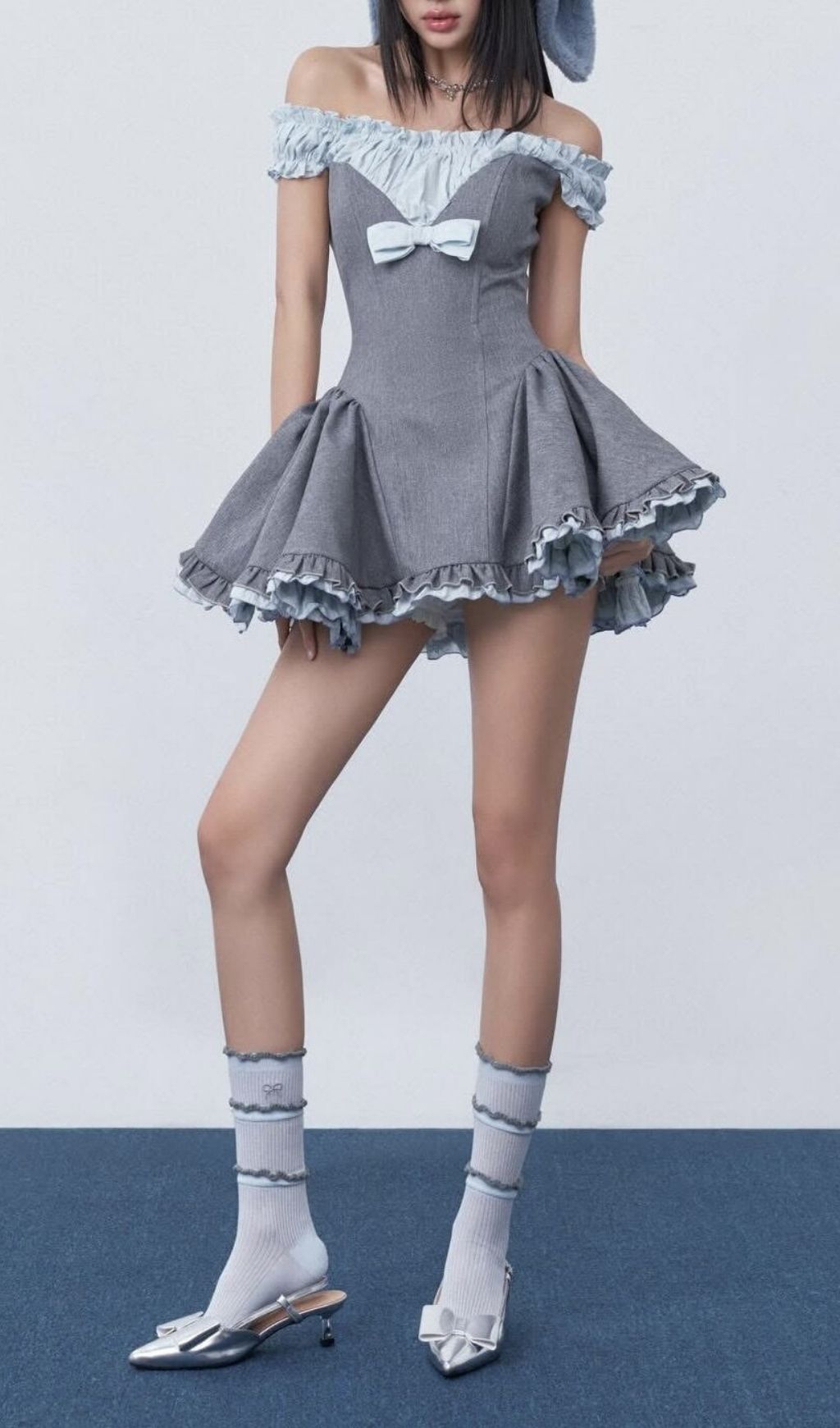Fashionslee Women Liloo Off-Shoulder Bow Mini Dress