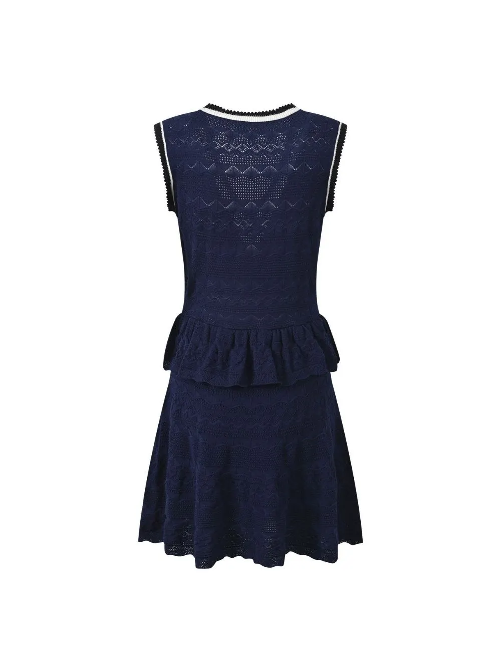 Pointelle Knit Mini Dress – Navy - OWNCI Pointelle Knit Mini Dress – Navy - OWNCI