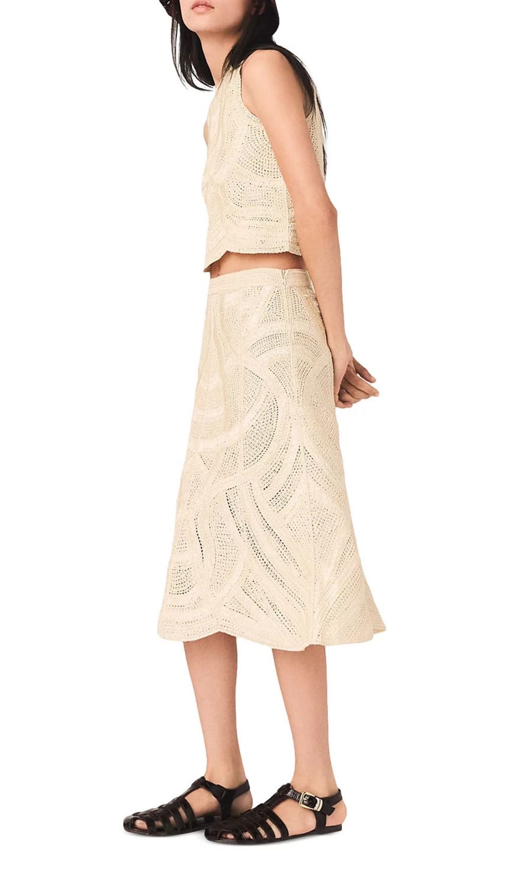 Fashionslee Women Jight Crochet Midi Skirt