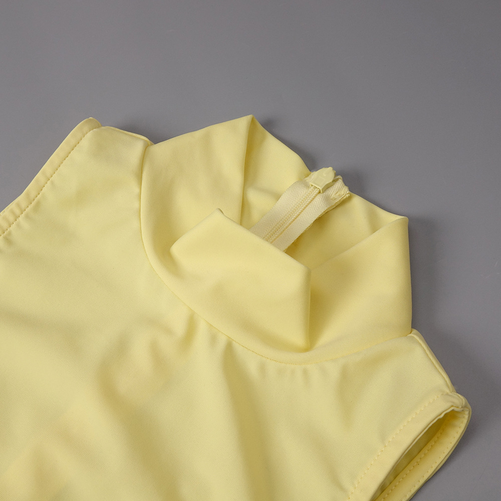 Fashionslee Women Gryta Yellow Halter Ruched Maxi Dress