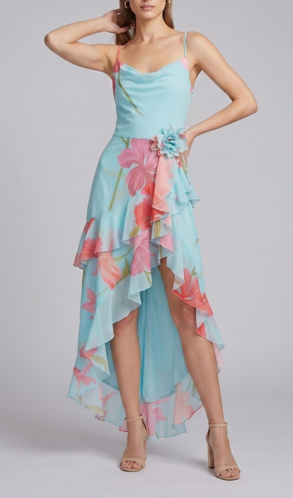 Fashionslee Women Ferune Spaghetti Floral Split Maxi Dress