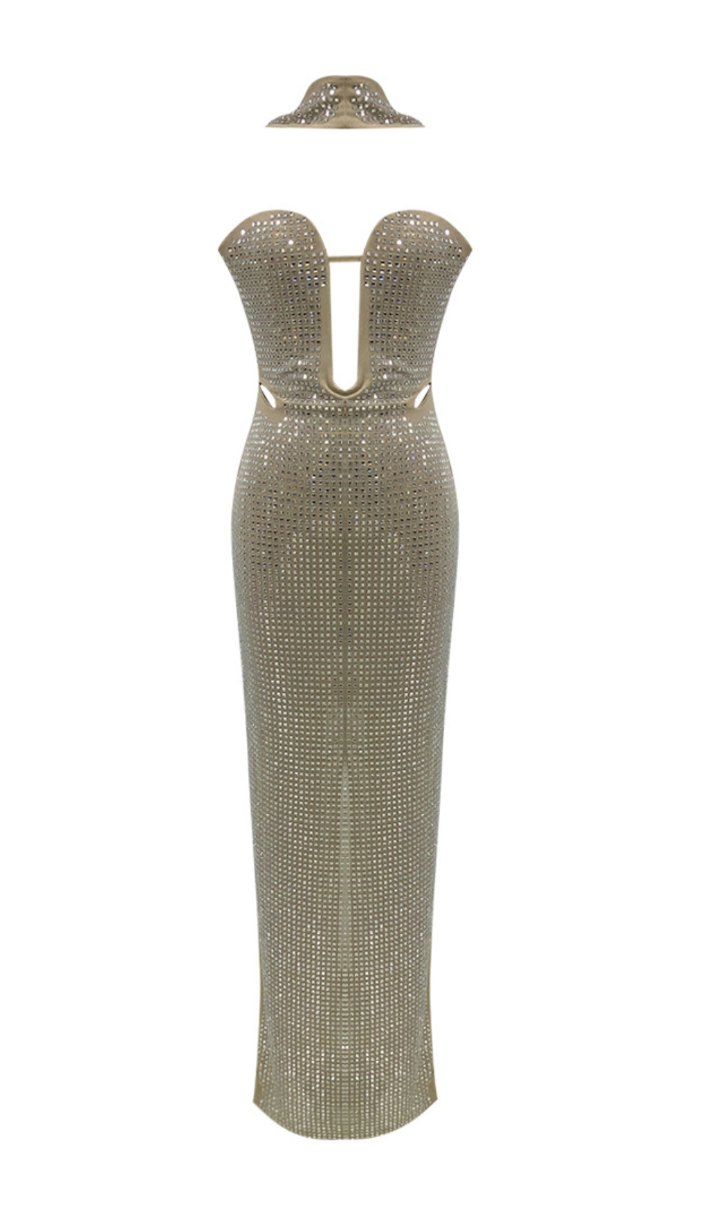 9614122eb9f8ecdfc9e6bb20cef46e07 Bride Nude Halter Crystal Maxi Dress