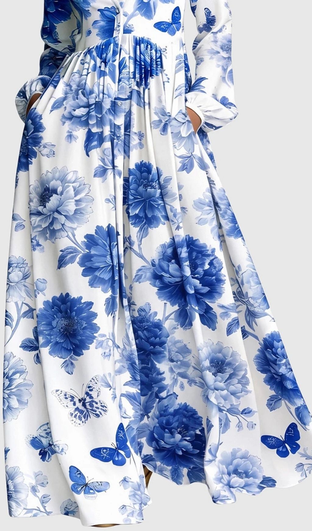 96143166e289edc397c62a3d864349e2 Judie Floral Print Maxi Dress - Blue