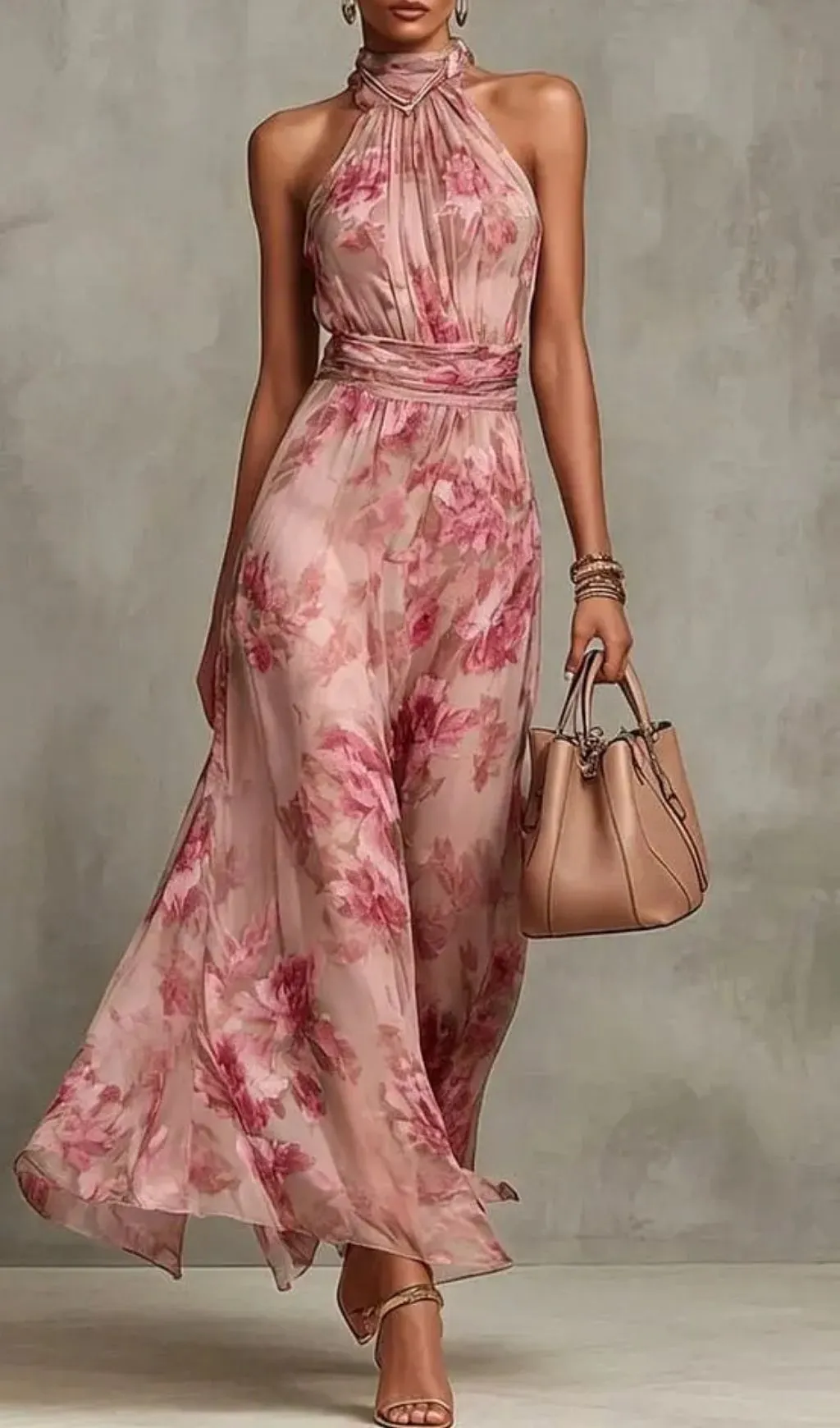 96453b910bd71384bb83f7dad9279037.webp Fashionslee Women Green Floral Chiffon Halter Maxi Dress