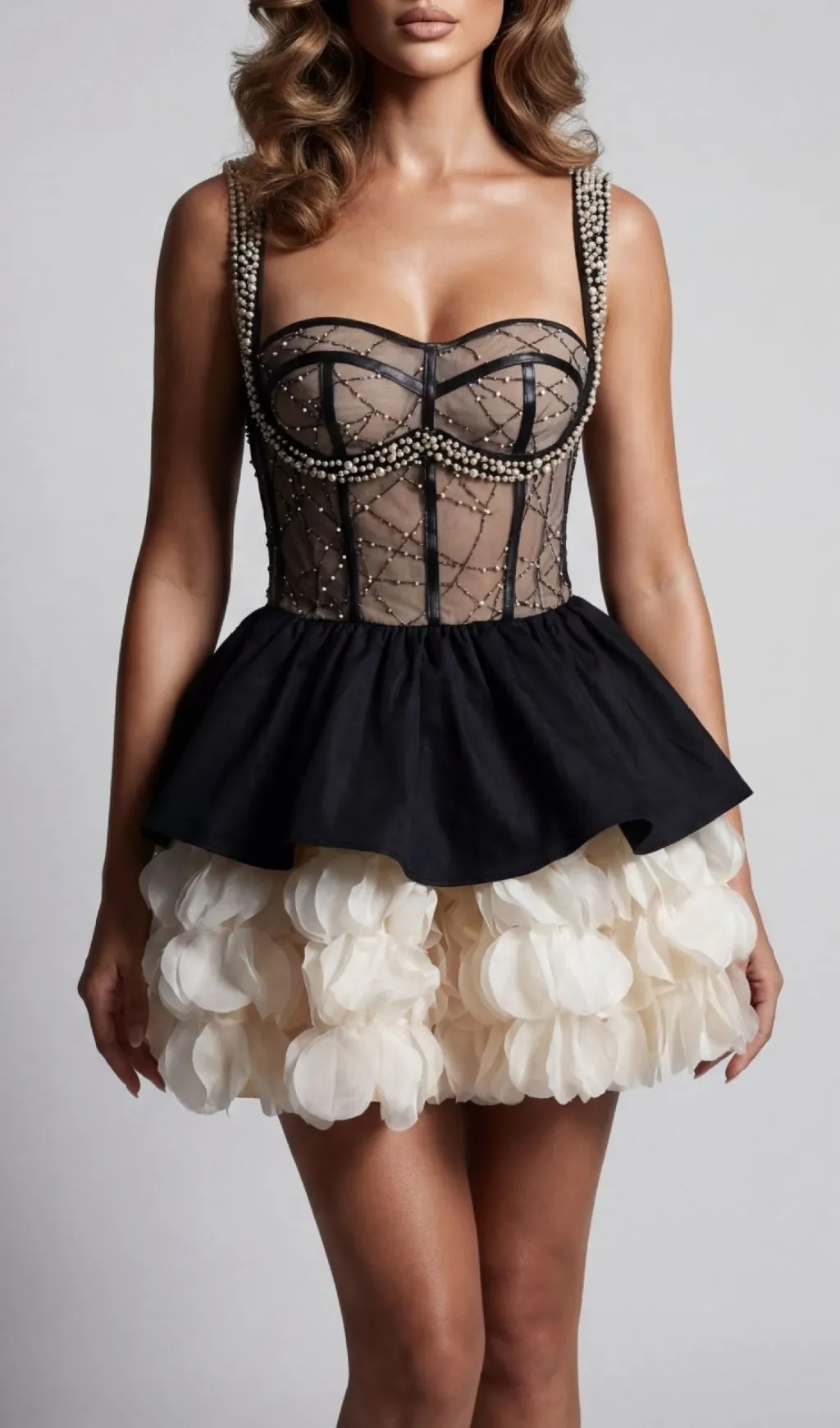 Keagan Strappy Embellished Petal Mini Dress