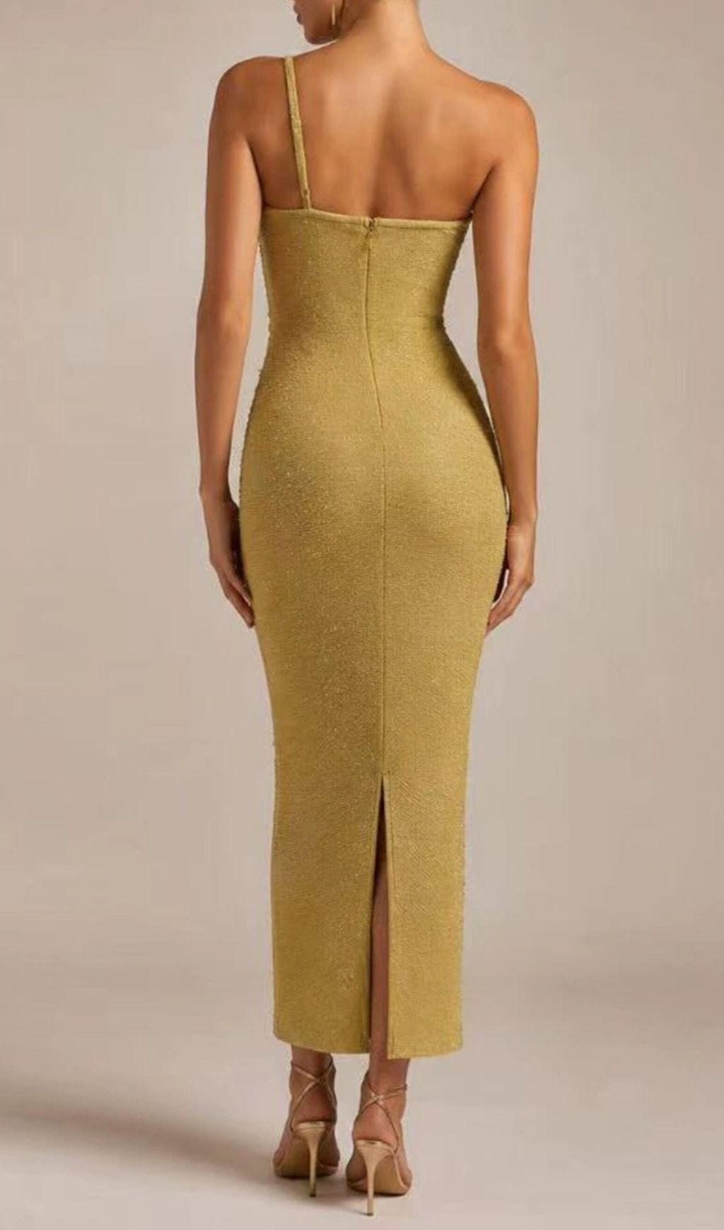 96c37e3116f0e4c11972a502c9a8e362.jpg Fashionslee Women Mae Gold One-Shoulder Tassel Maxi Dress