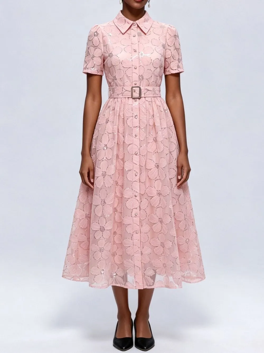 Mahi Pink Floral Midi Dress - OWNCI