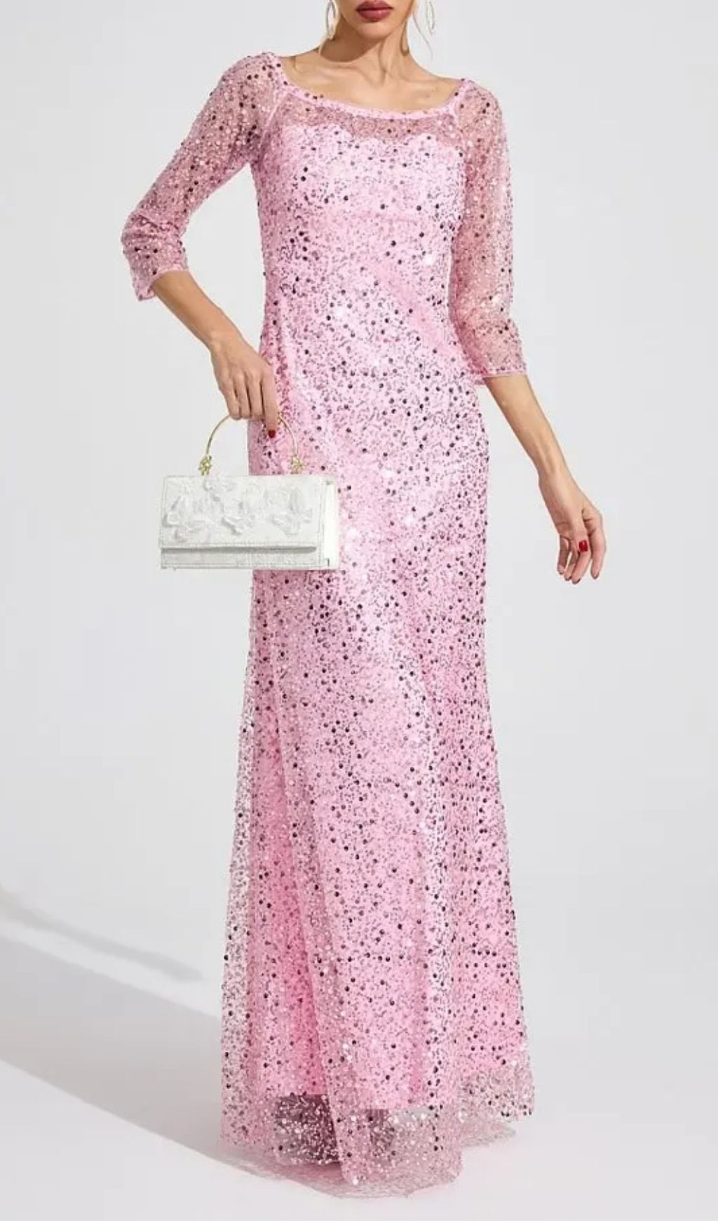 978788cd113c0273b04423b13105b3f7 Sarah Pink Diamond Embellished Tulle Maxi Dress