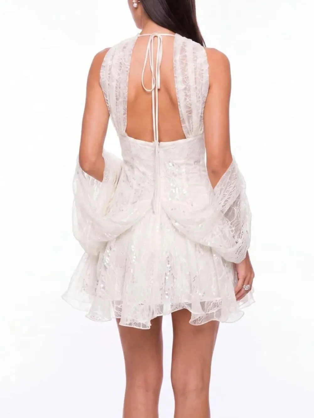 Tavriel Lace Sequin Flower Mini Dress - OWNCI