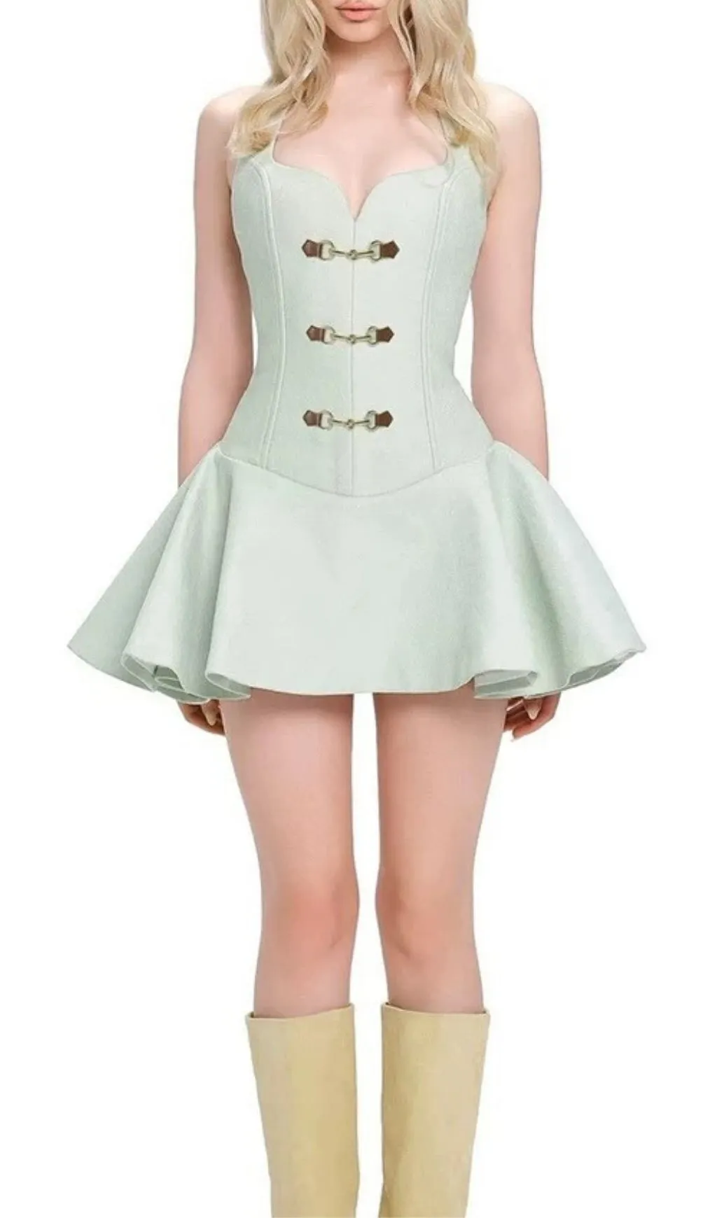Fashionslee Women Lilias Green Mini Dress