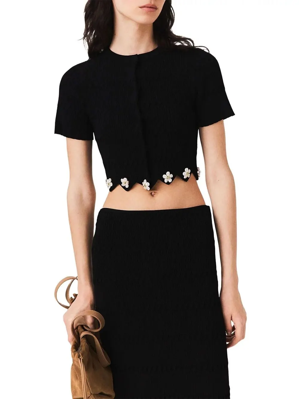 Floral Jewel Cropped Cardigan - OWNCI