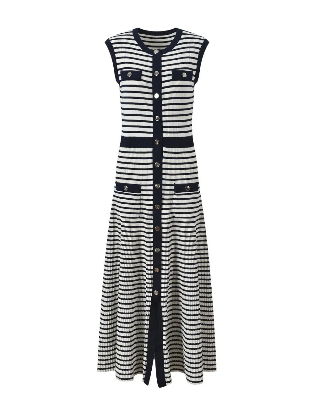 98089fb1a2254eb2a6e4cedf337ff9f9 Breton Stripe Knit Maxi Dress