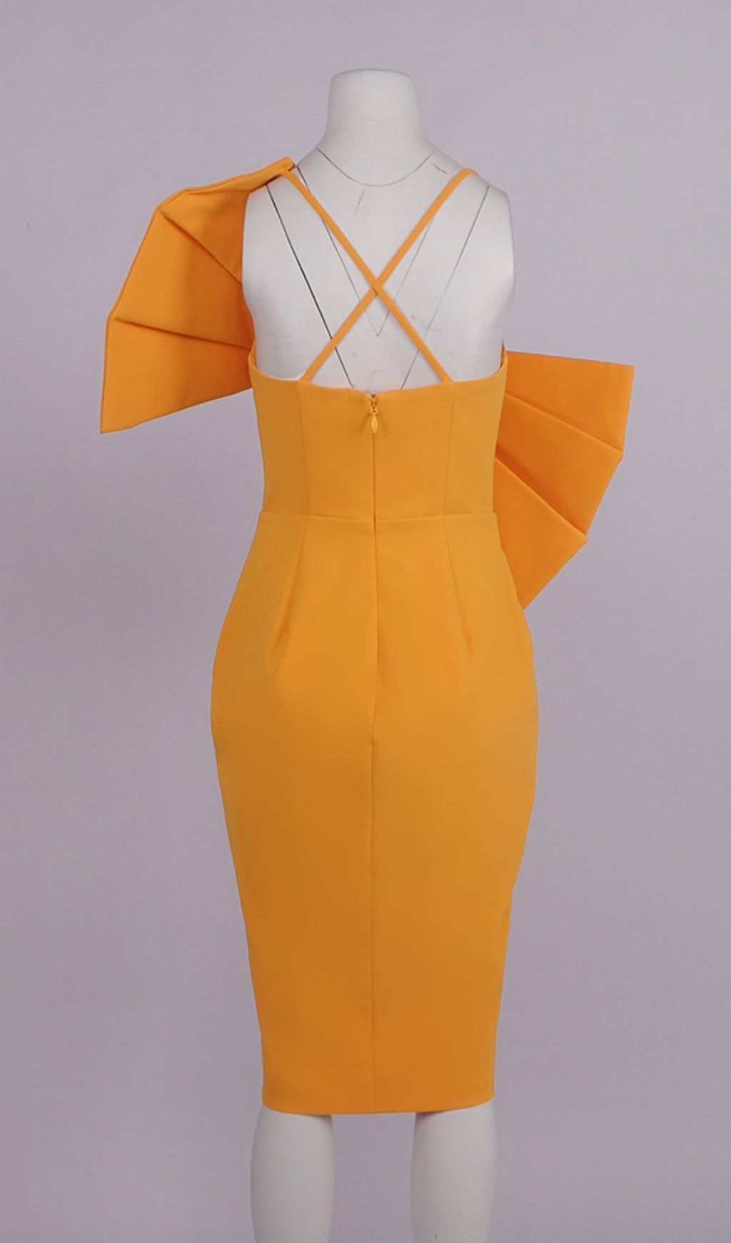 Fashionslee Women Laureline Orange Bow Midi Dress