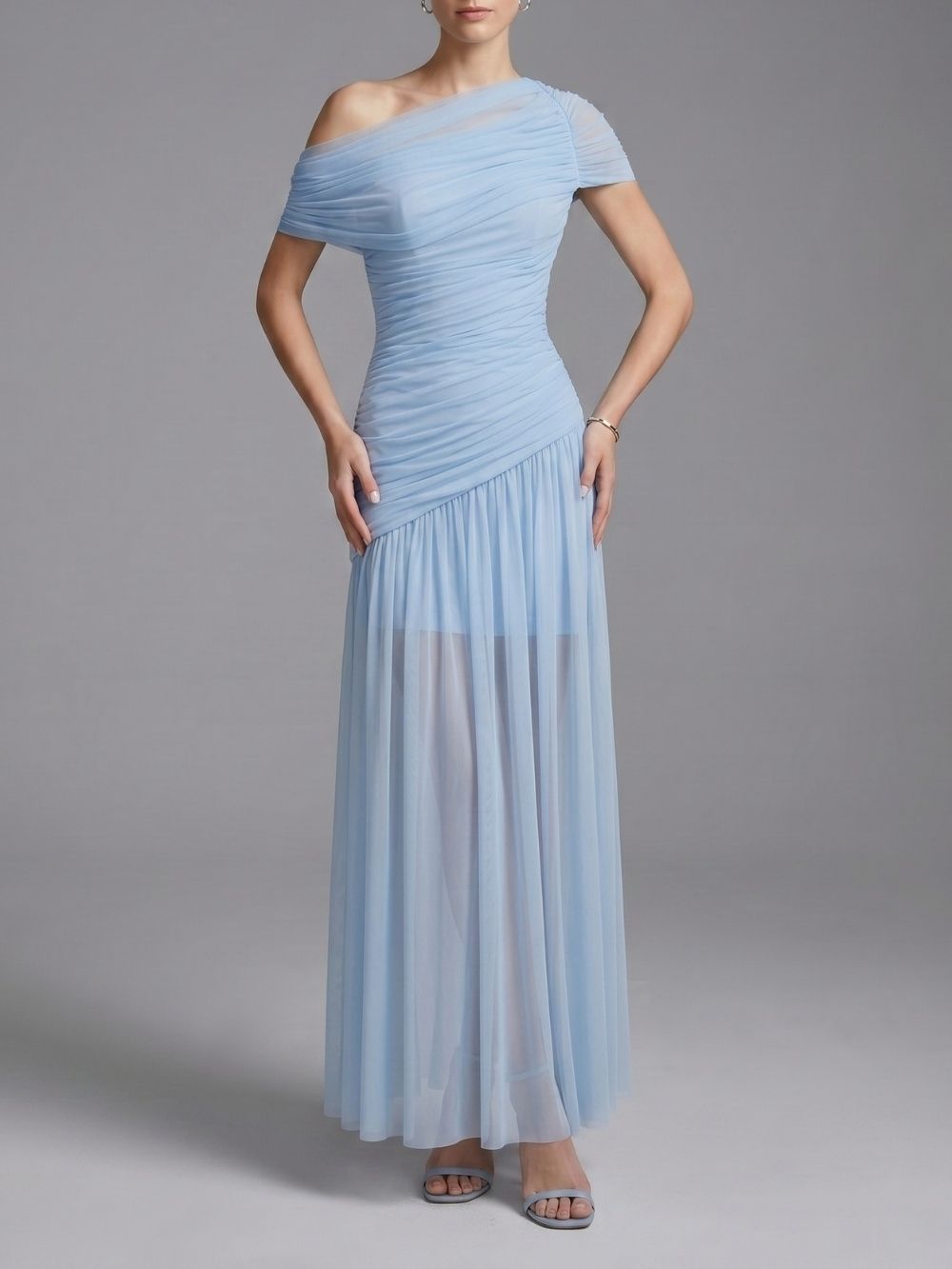 9899d5ce371f099e164f5c94139ab449 Maida Blue Ruched Maxi Dress