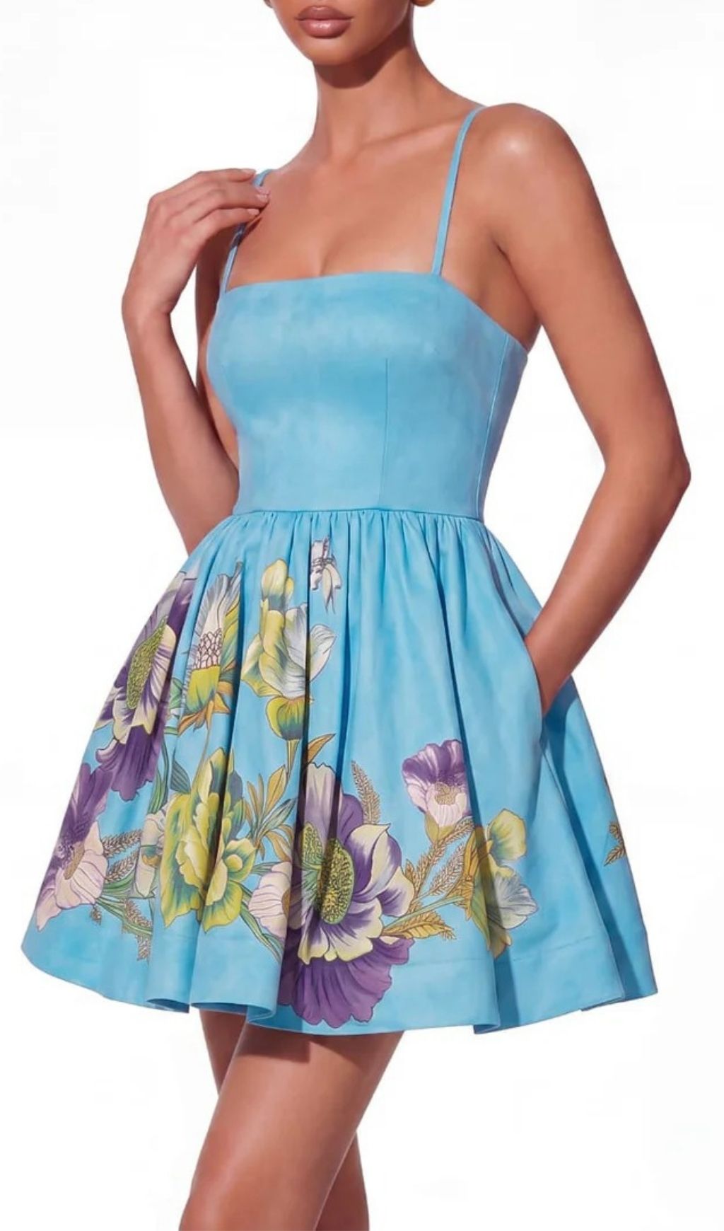 Fashionslee Women Kelora Spaghetti Floral Mini Dress In Blue