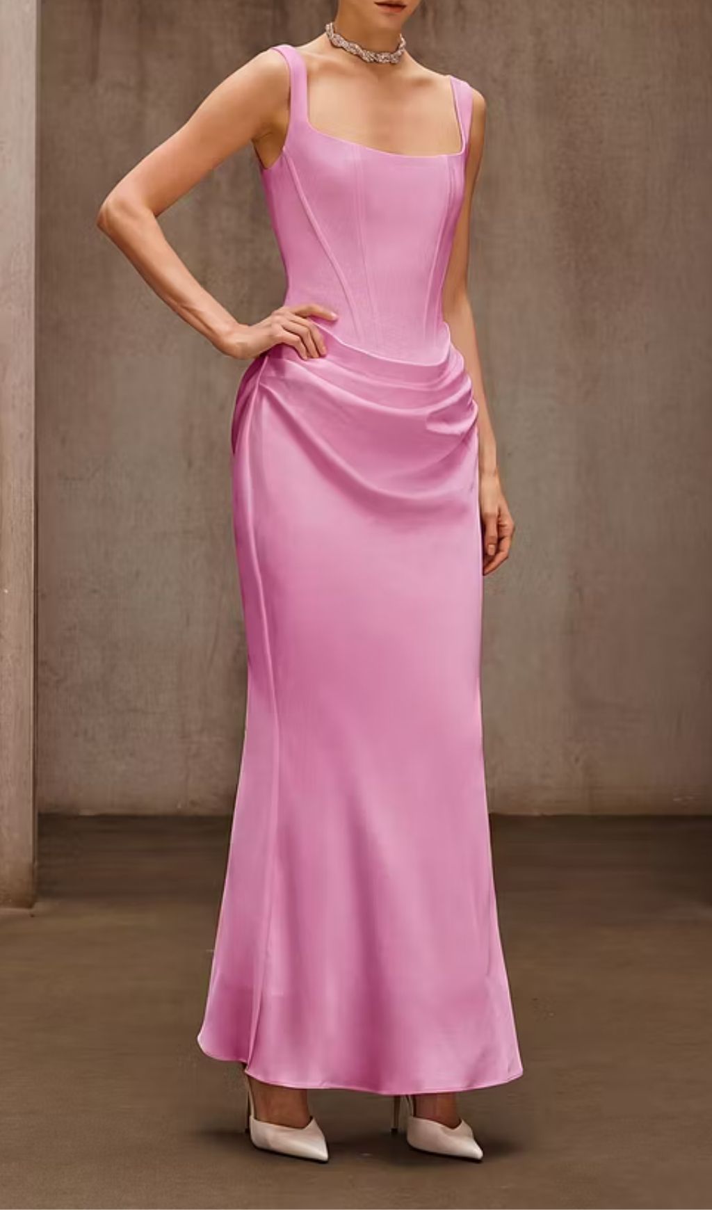 Duyen Sleeveless Corset Maxi Dress In Pink